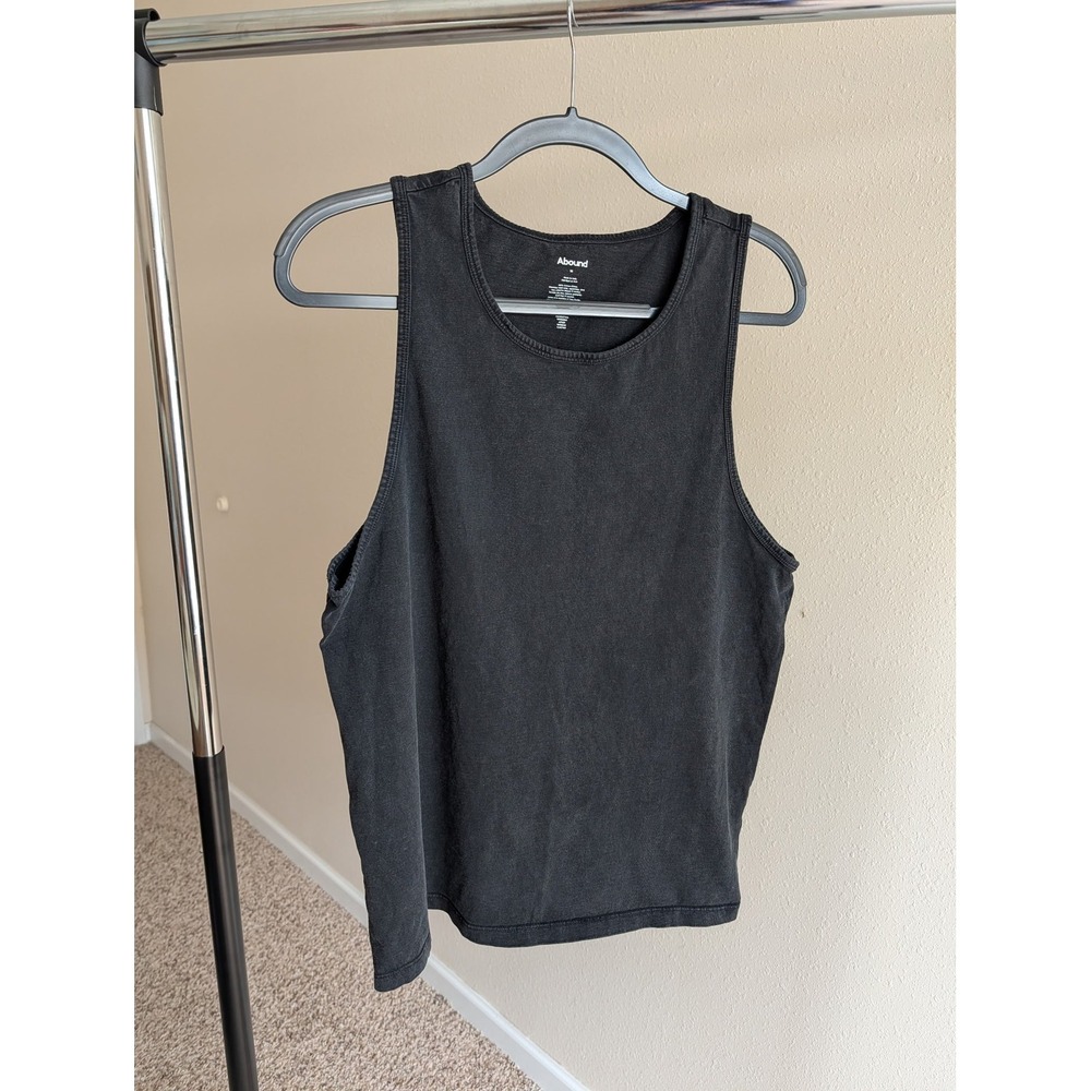 Abound Womens M Washed Black Cotton Tank Top Sleeveless Crew Neck Basic Dd14